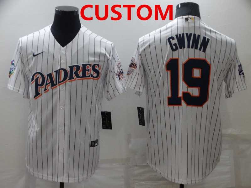 Mens San Diego Padres Custom White Cool Base Stitched Jersey->customized mlb jersey->Custom Jersey